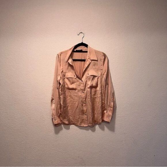 NWOT. DKNY Button Down Blouse. Medium. Peach color. - Picture 2 of 6